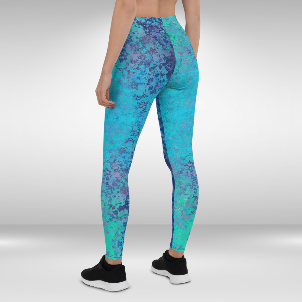 Women Gym Legging - Blue Mermaid Print