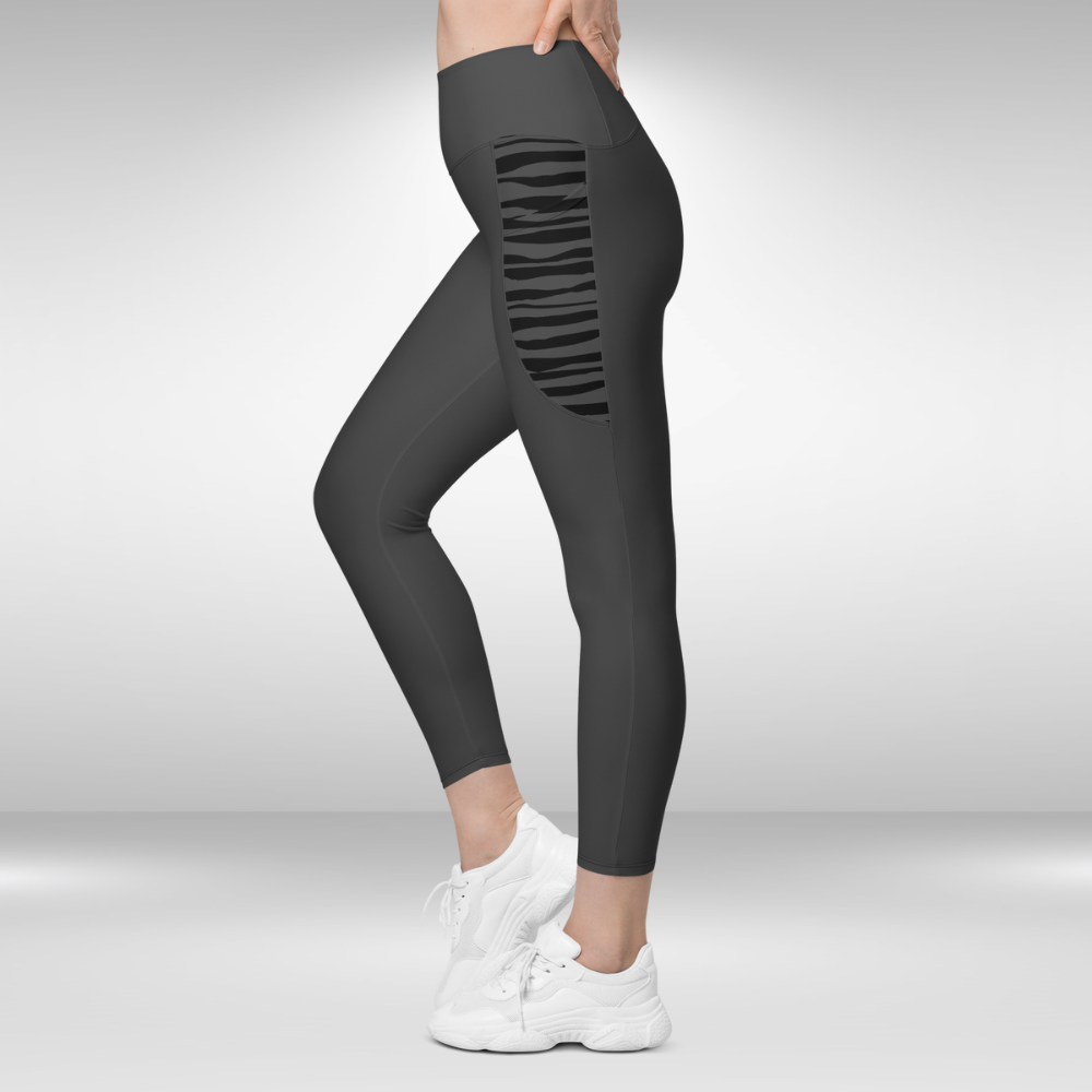 Women Legging With Pockets - Charcoal - Plus Sizes Available