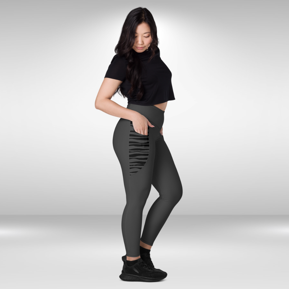 Women Legging With Pockets - Charcoal - Plus Sizes Available