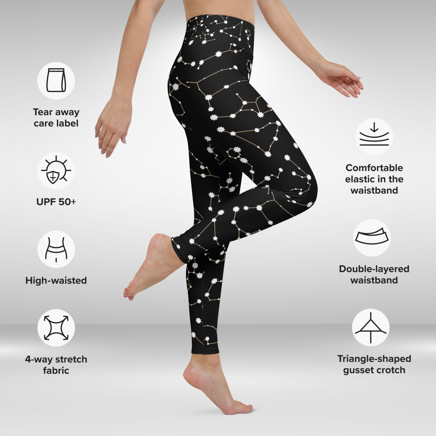 Women Yoga Legging - Black Constellation Print