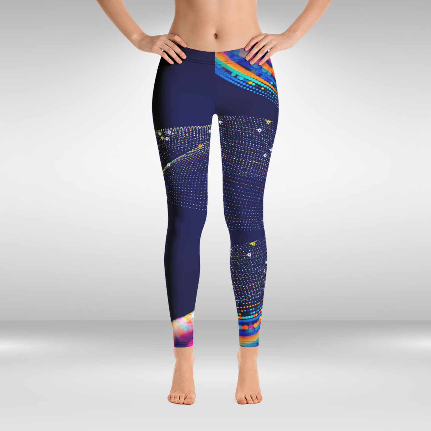 Women Gym Legging - Blue Festive Print