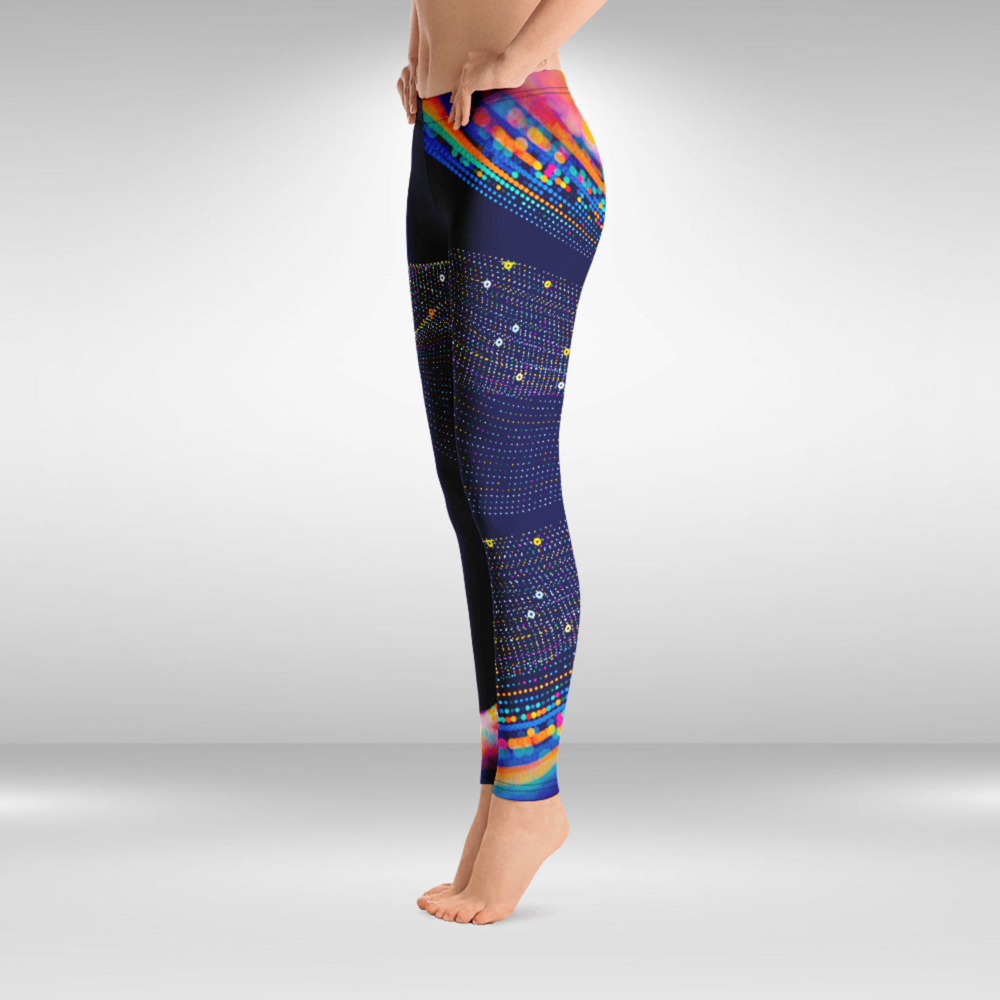 Women Gym Legging - Blue Festive Print