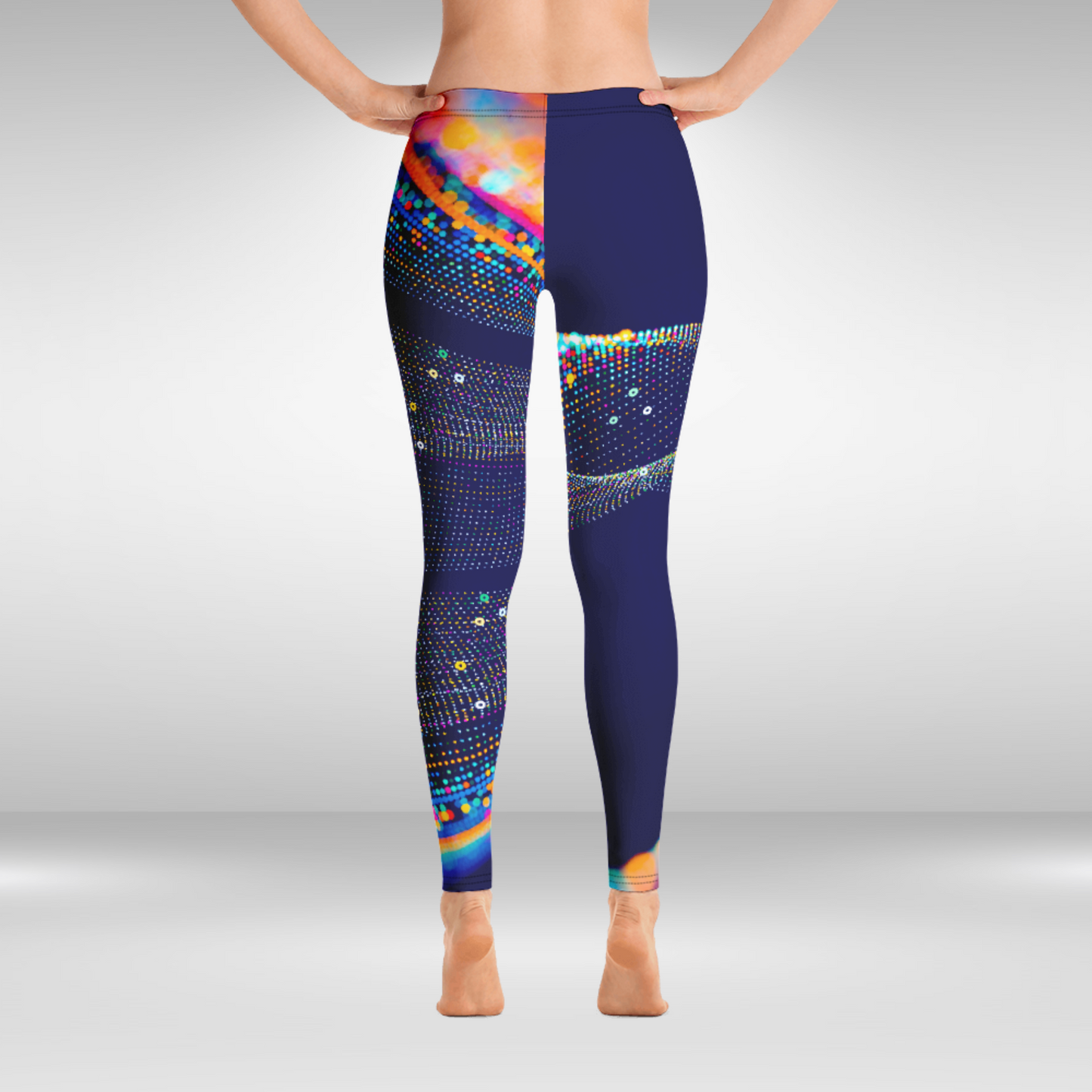 Women Gym Legging - Blue Festive Print