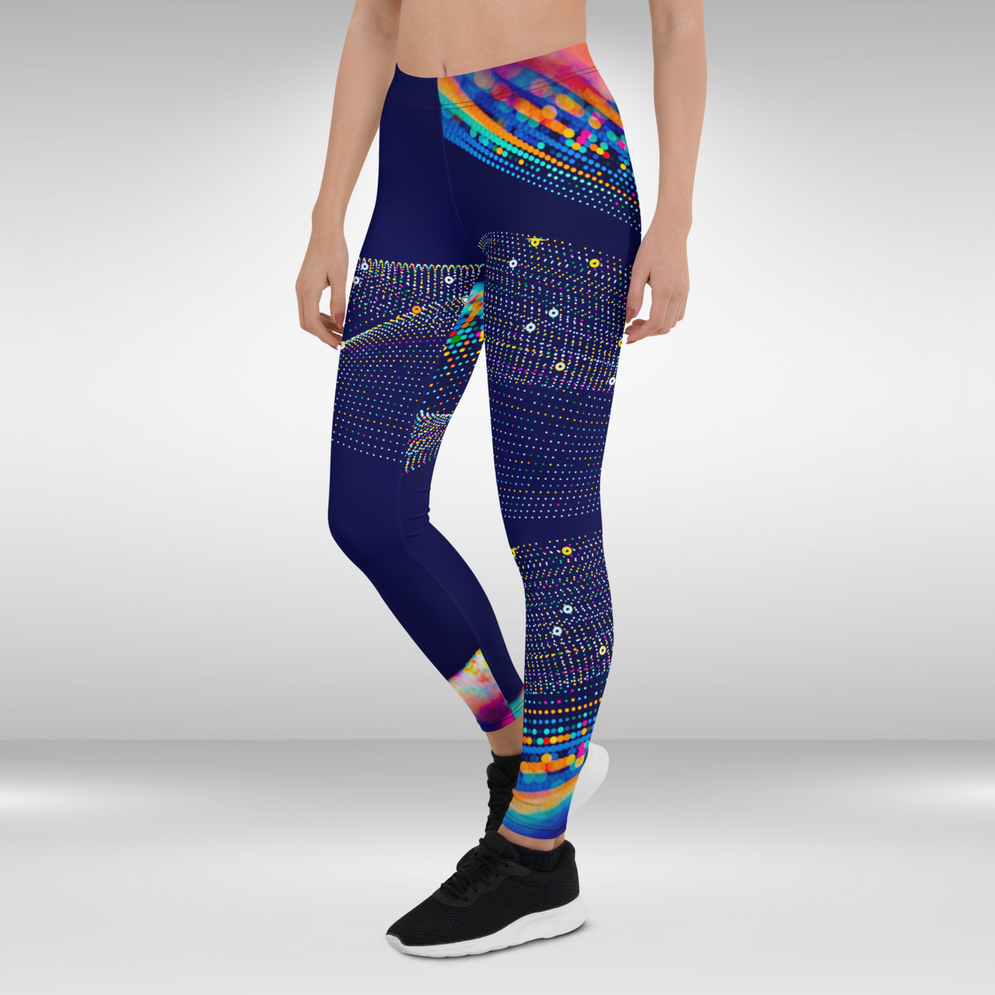 Women Gym Legging - Blue Festive Print