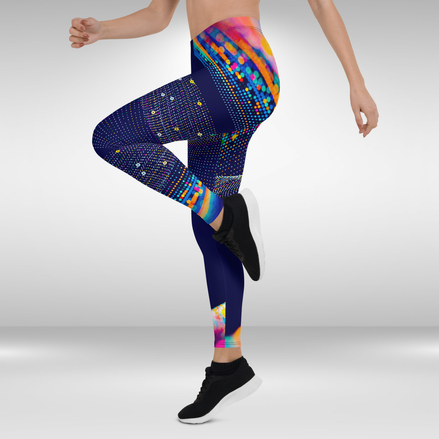 Women Gym Legging - Blue Festive Print