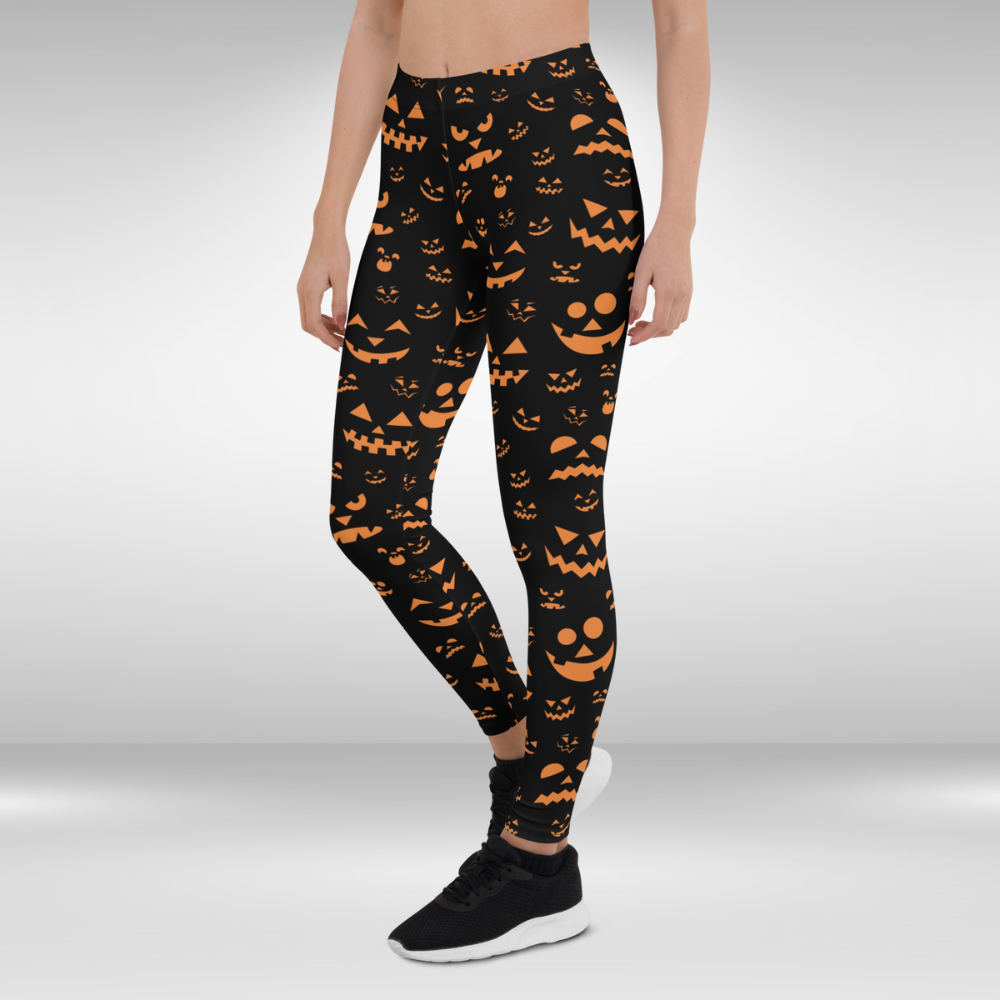 Women Gym Legging - Halloween Jack O Lantern Print