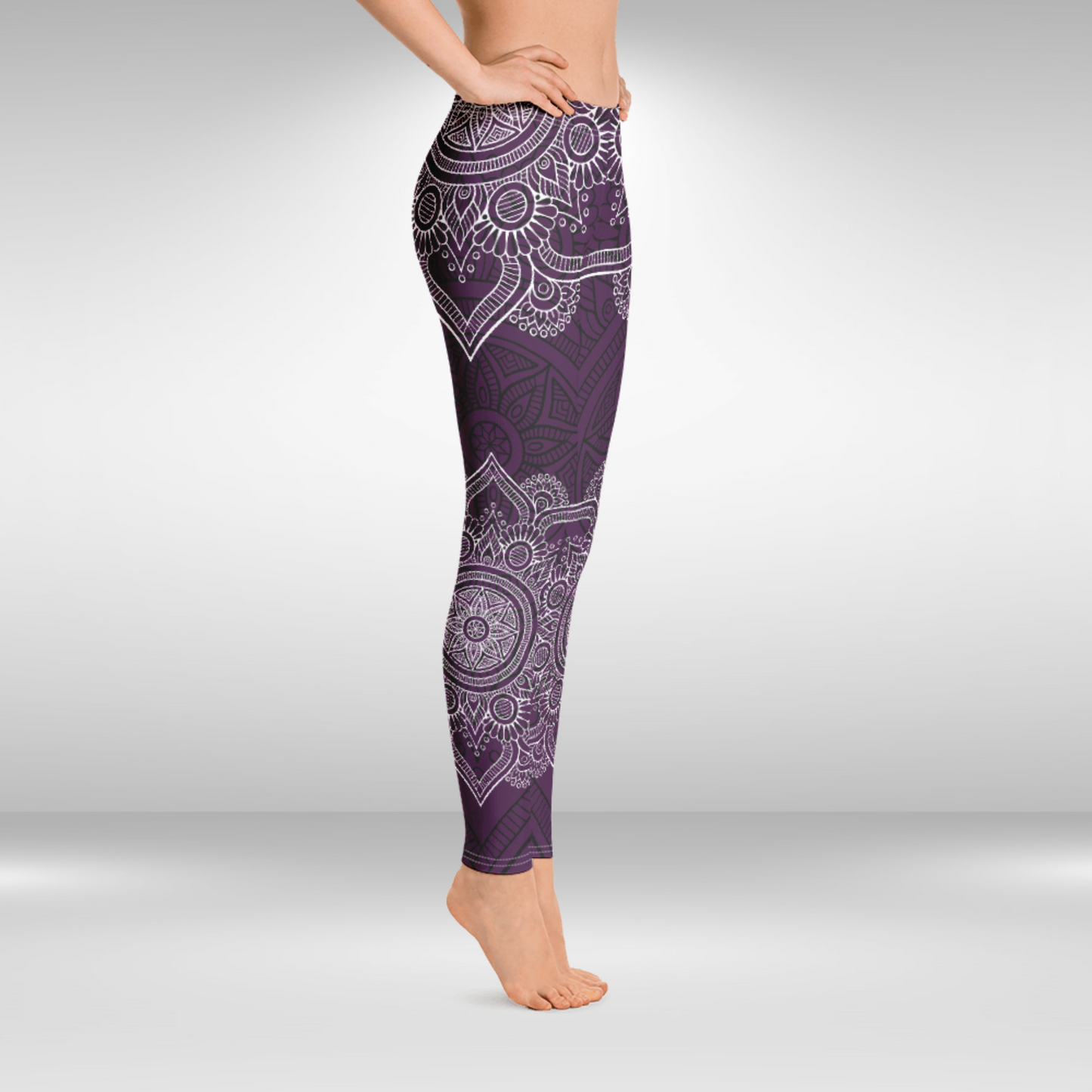 Women Gym Legging - Purple Mandala Print