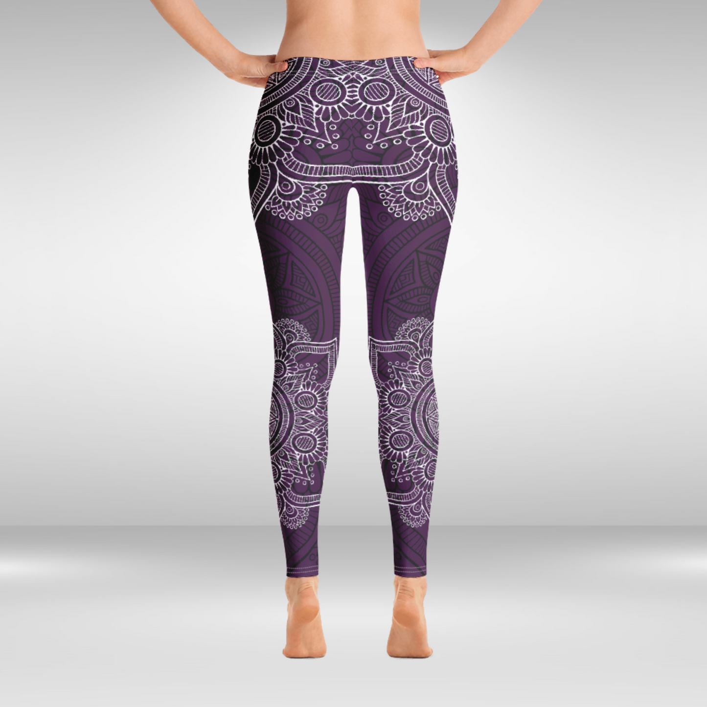 Women Gym Legging - Purple Mandala Print