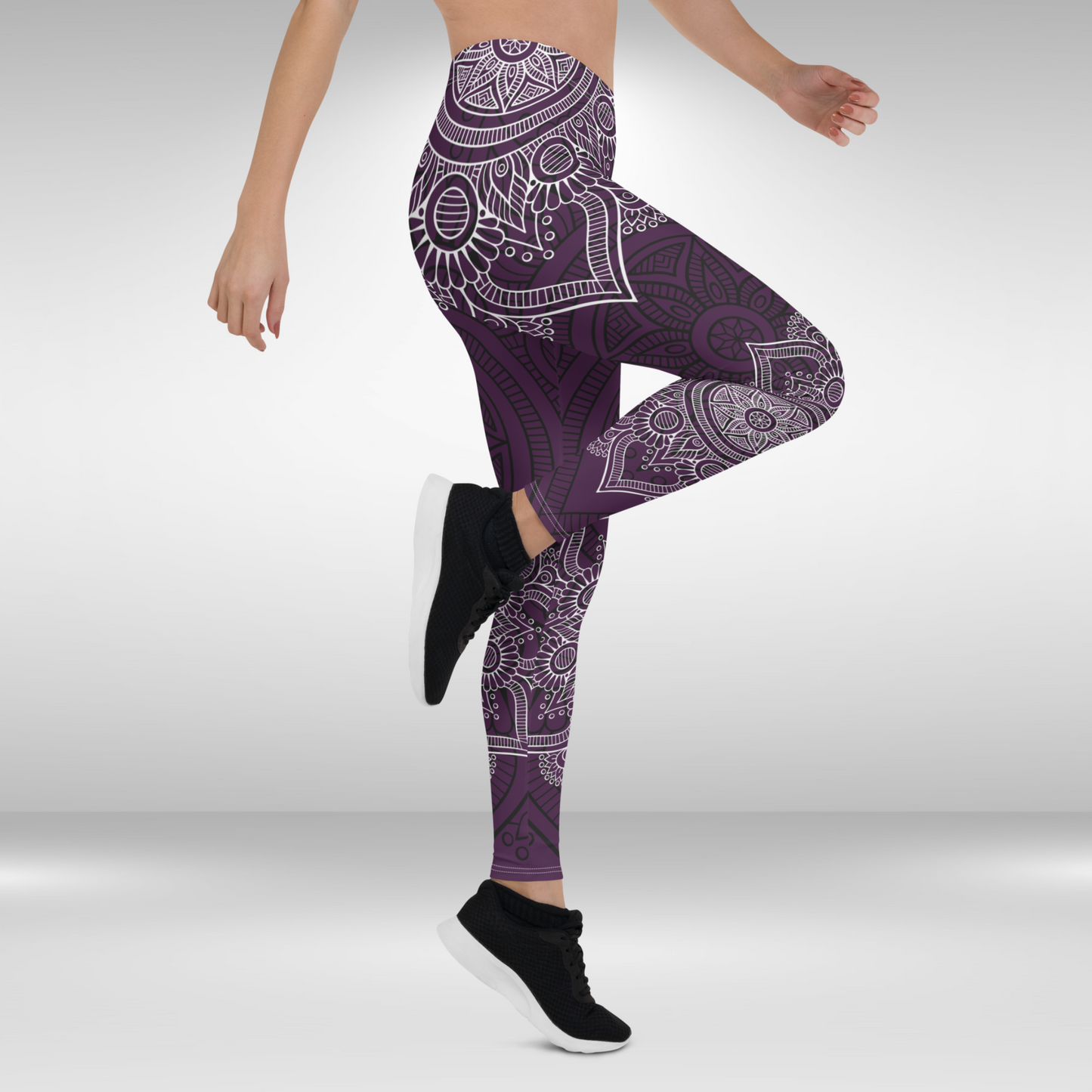 Women Gym Legging - Purple Mandala Print