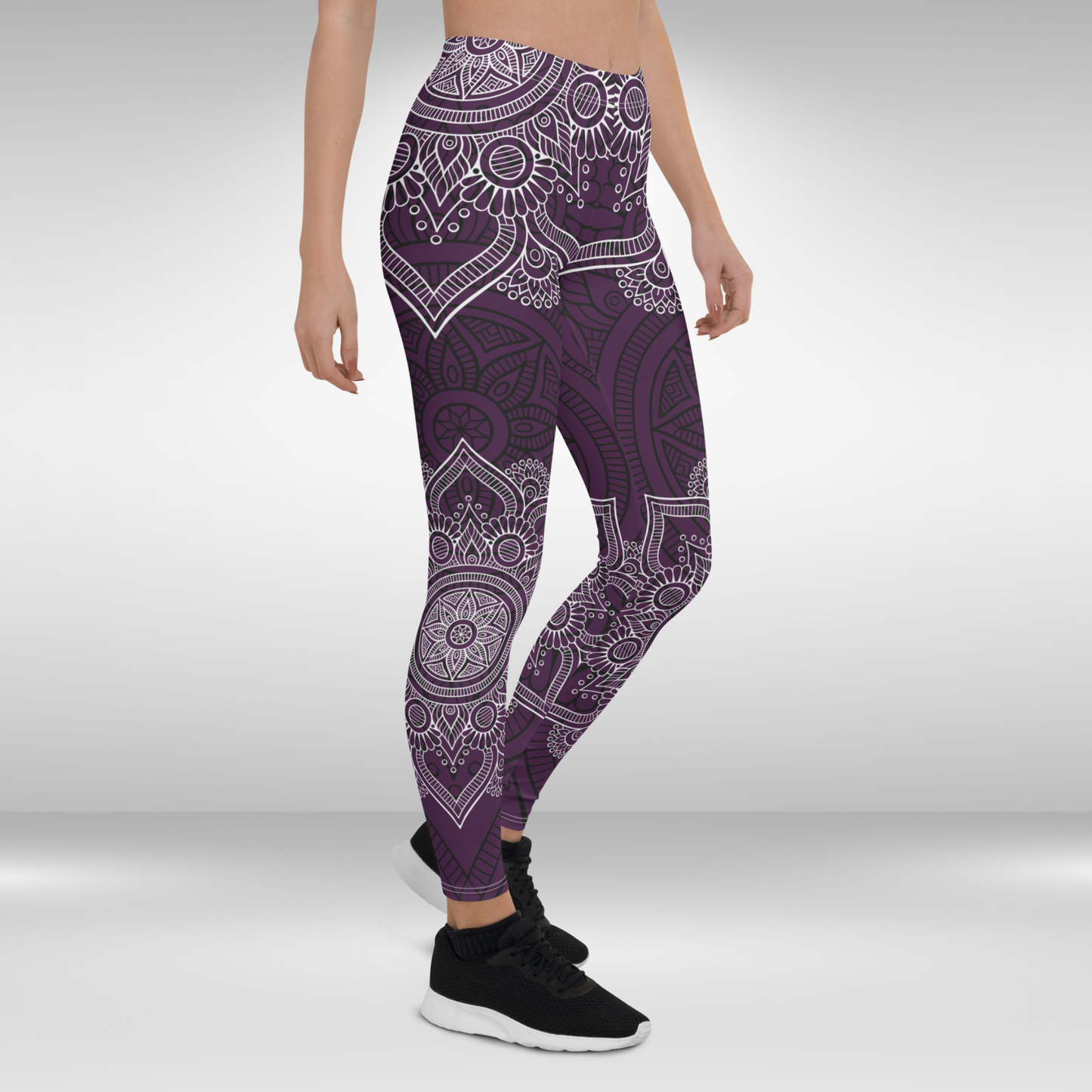 Women Gym Legging - Purple Mandala Print