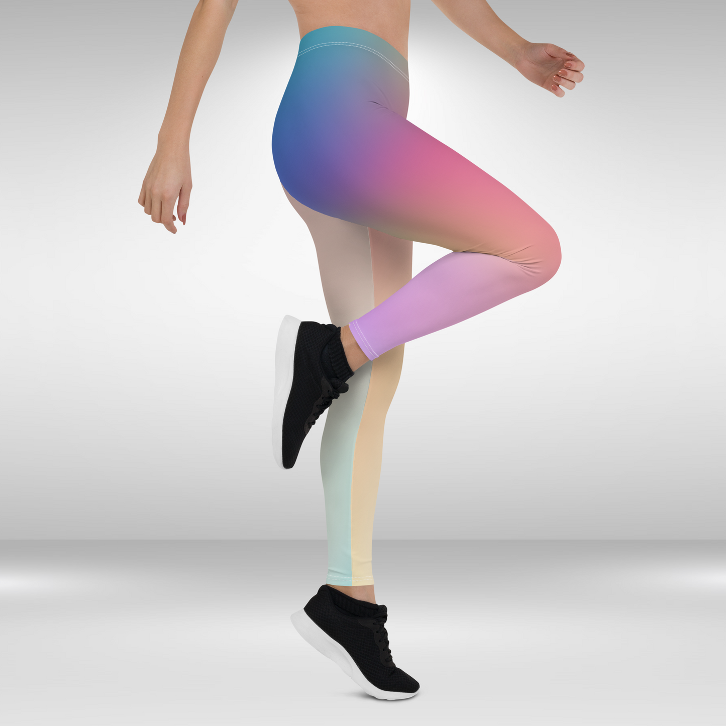 Women Gym Legging - Pastel Rainbow Print