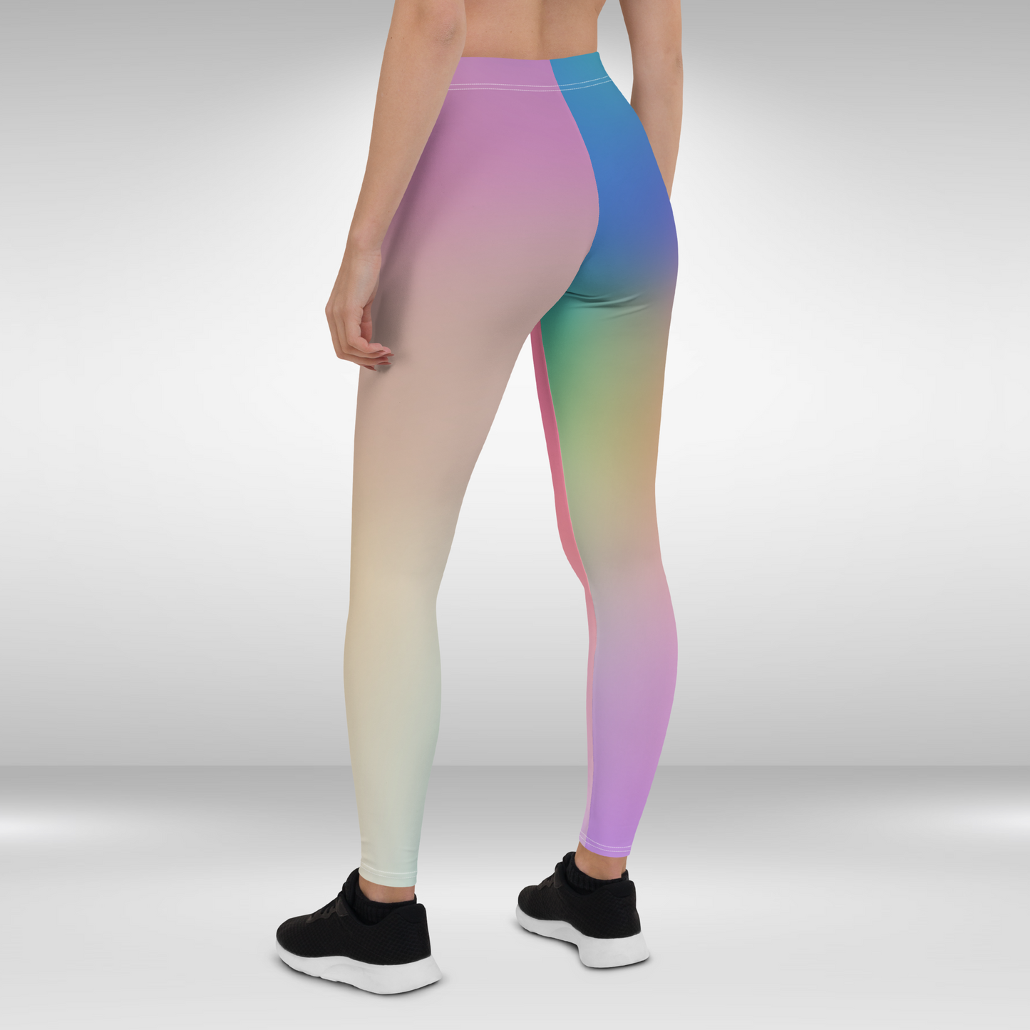 Women Gym Legging - Pastel Rainbow Print