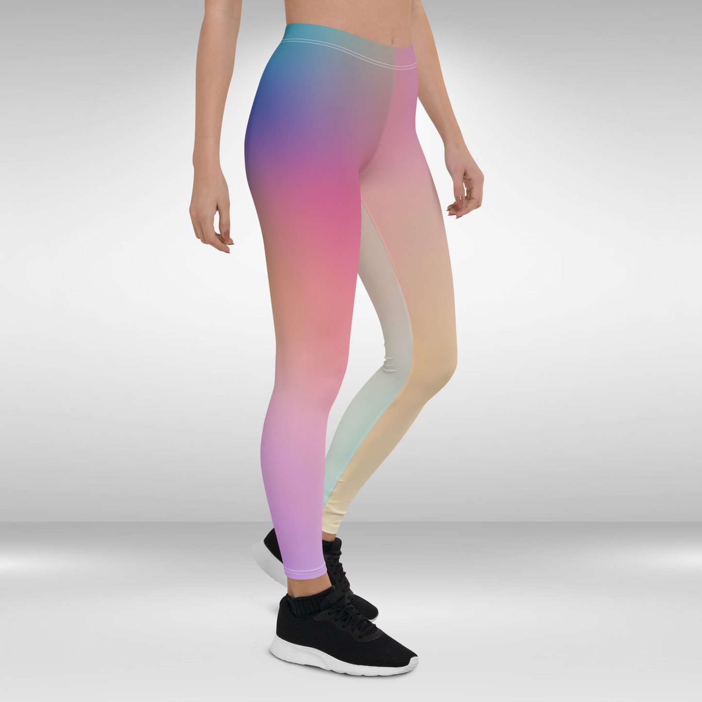 Women Gym Legging - Pastel Rainbow Print