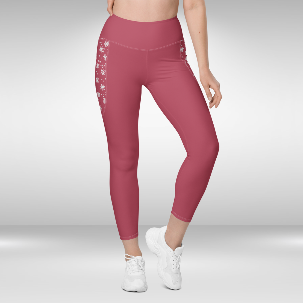 Women Legging With Pockets - Rose Pink - Plus Sizes Available