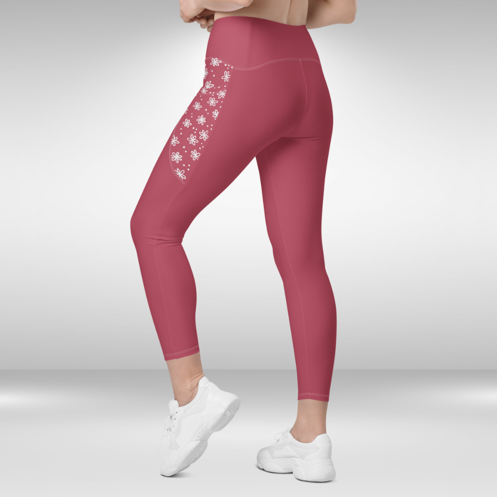 Women Legging With Pockets - Rose Pink - Plus Sizes Available