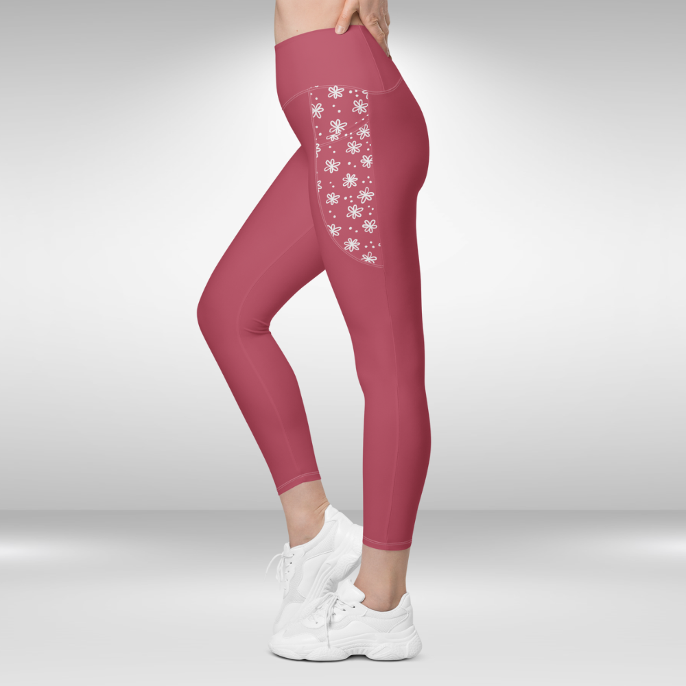 Women Legging With Pockets - Rose Pink - Plus Sizes Available