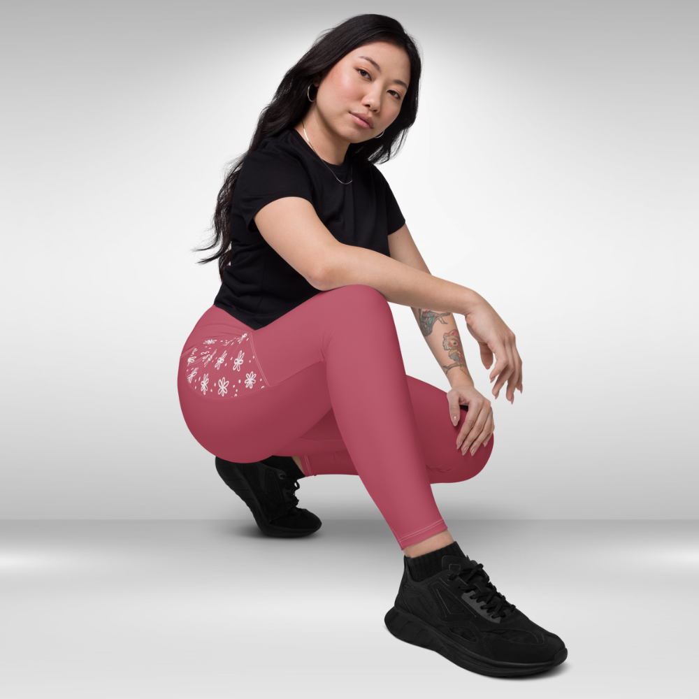 Women Legging With Pockets - Rose Pink - Plus Sizes Available