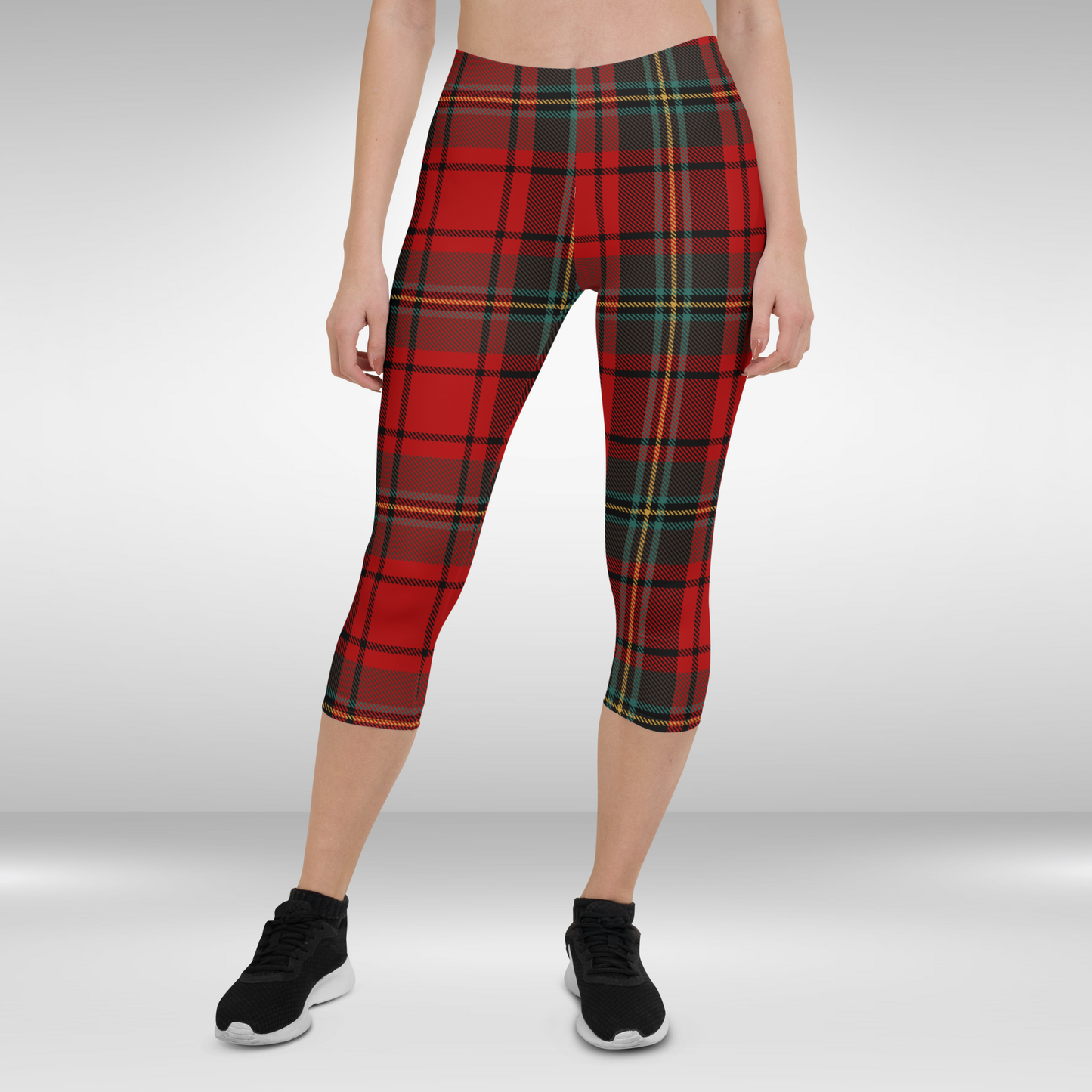 Women Capri Legging - Red Check Print