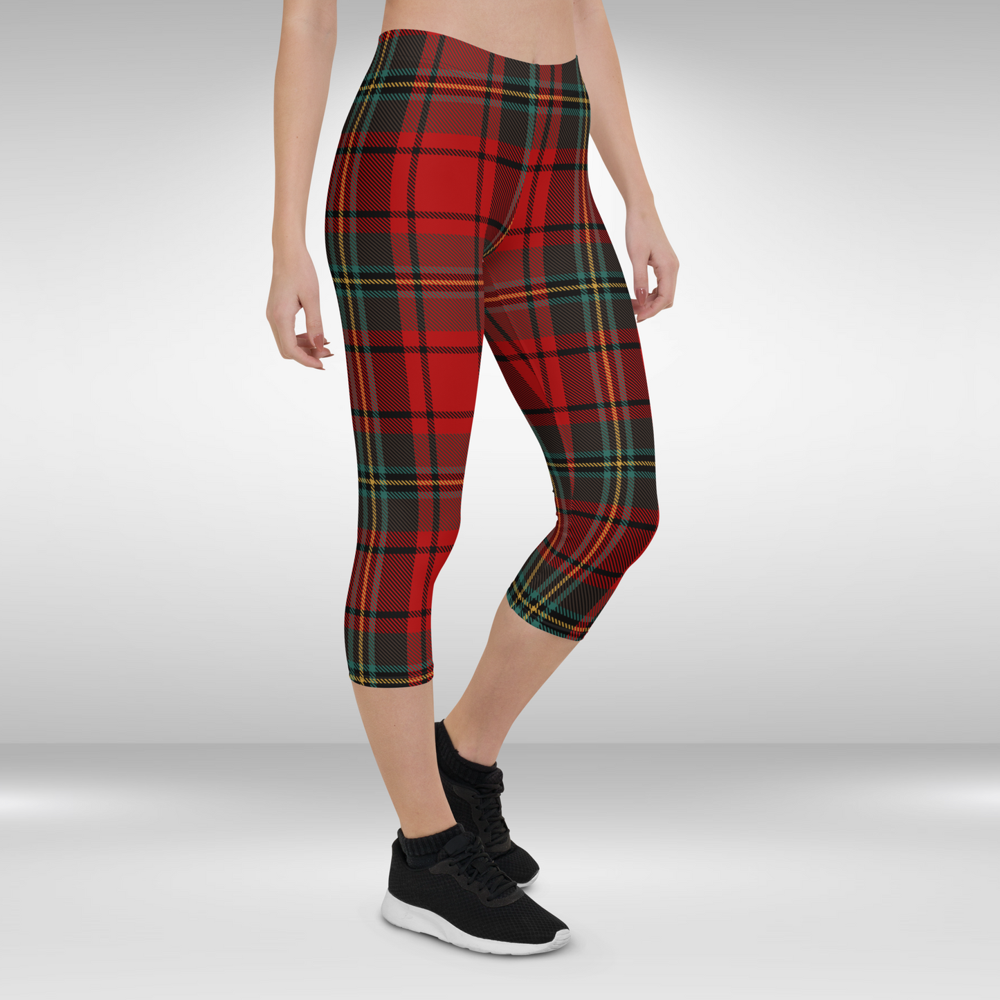 Women Capri Legging - Red Check Print