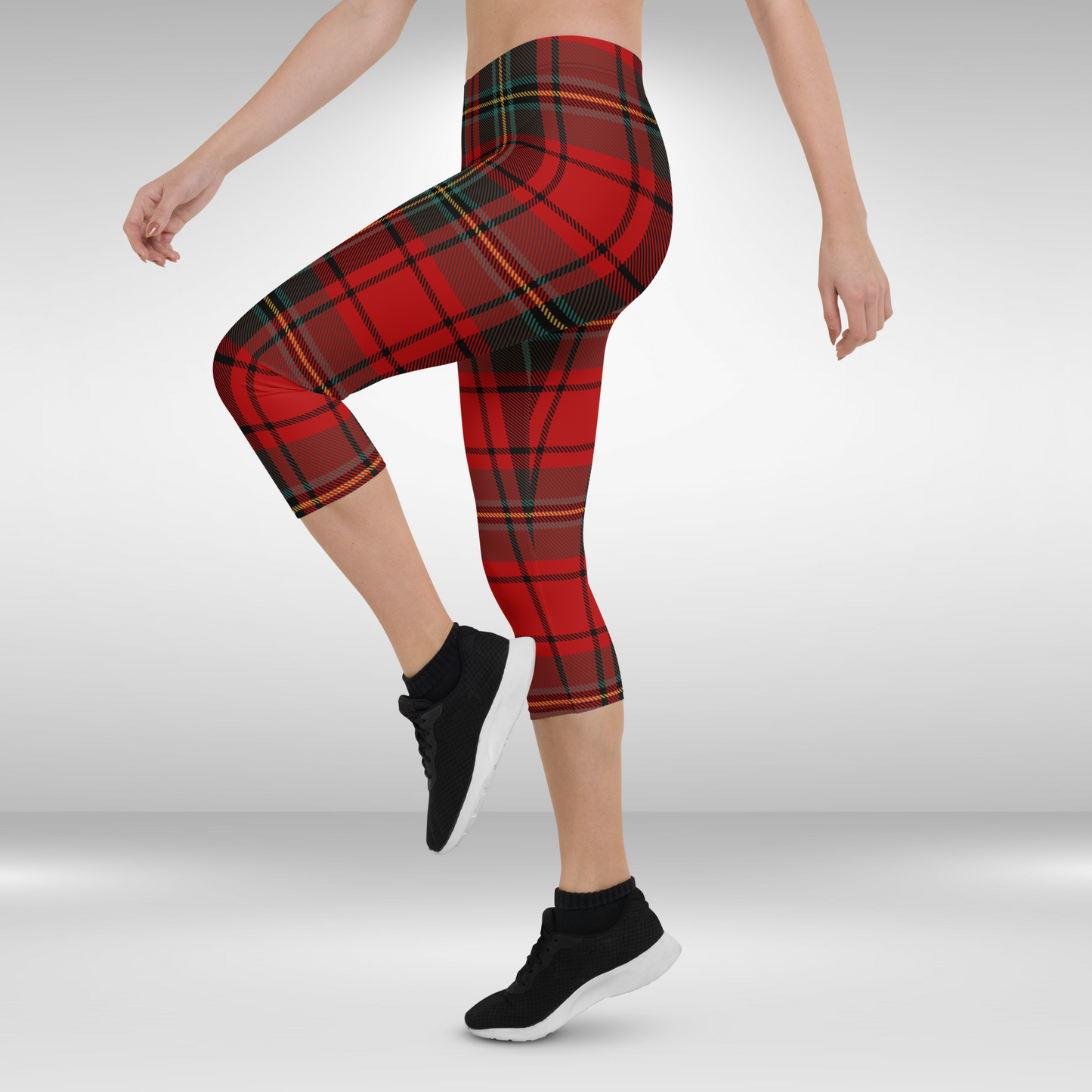 Women Capri Legging - Red Check Print