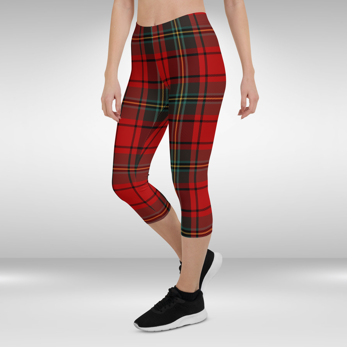 Women Capri Legging - Red Check Print