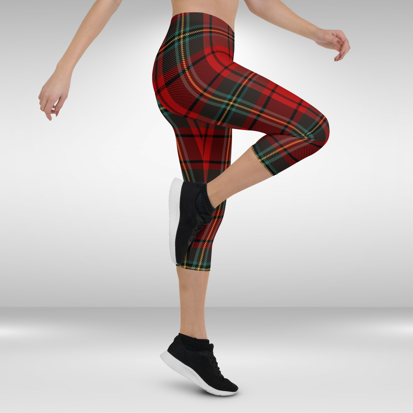 Women Capri Legging - Red Check Print