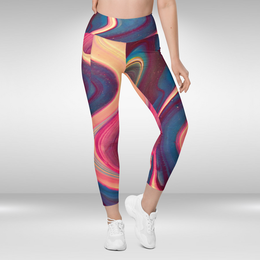 Women Legging With Pockets - Abstract Lava Print