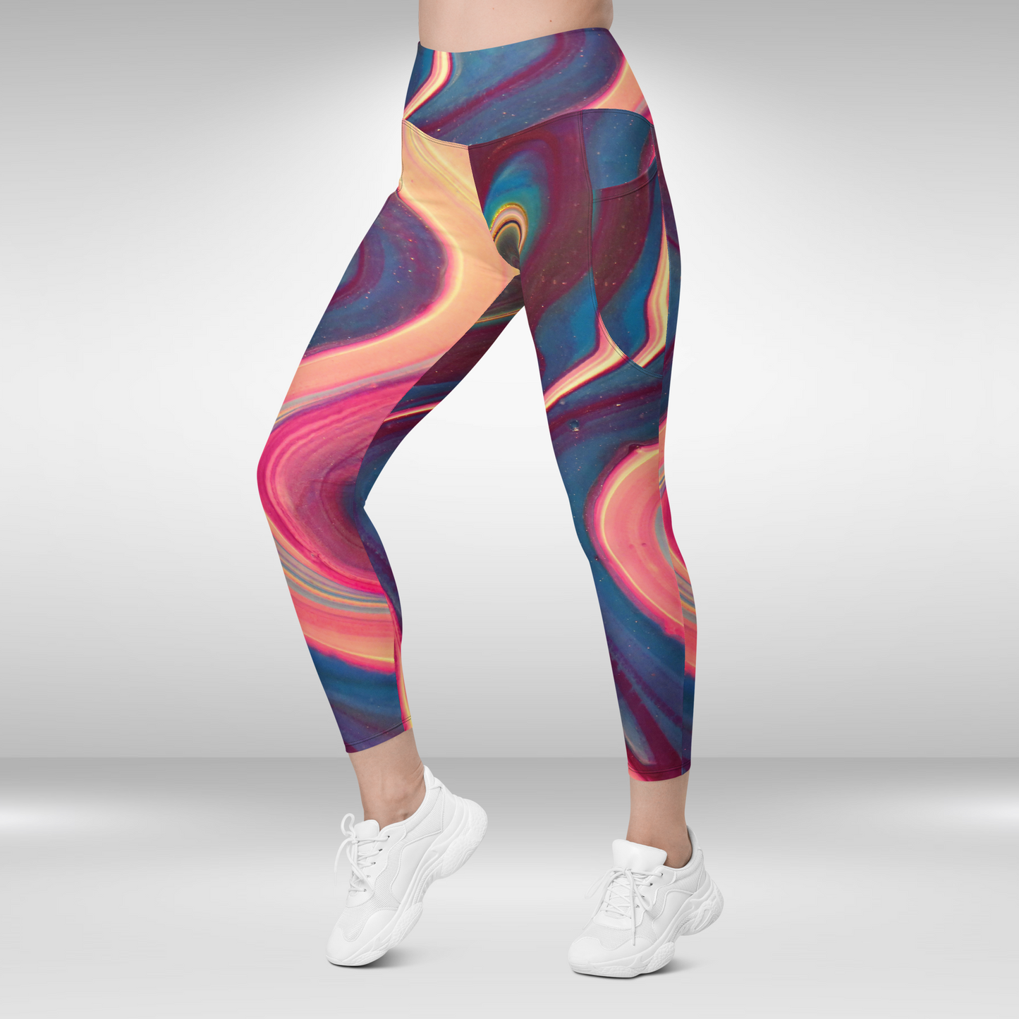 Women Legging With Pockets - Abstract Lava Print