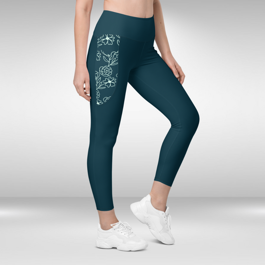 Women Legging With Pockets - Dark Sea Green