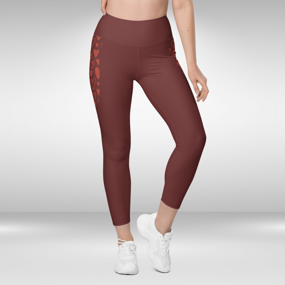 Women Legging With Pockets - Maroon - Plus Sizes Available