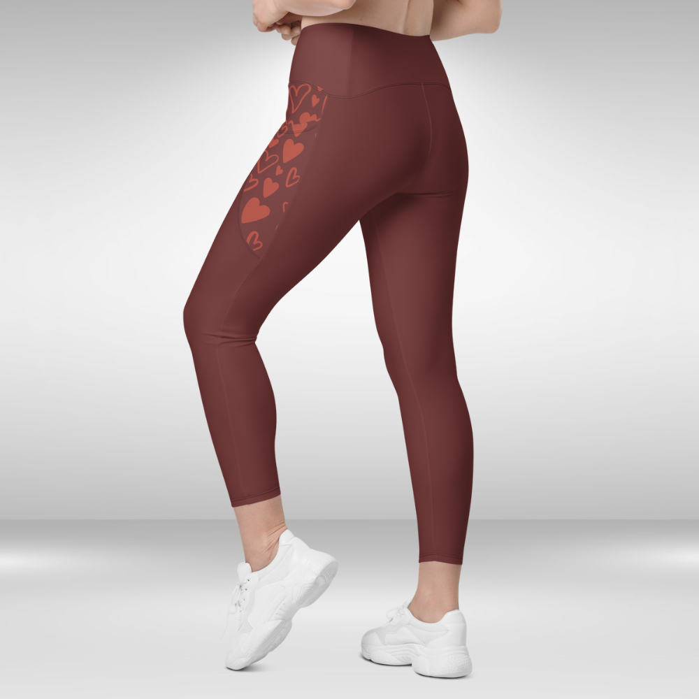 Women Legging With Pockets - Maroon - Plus Sizes Available