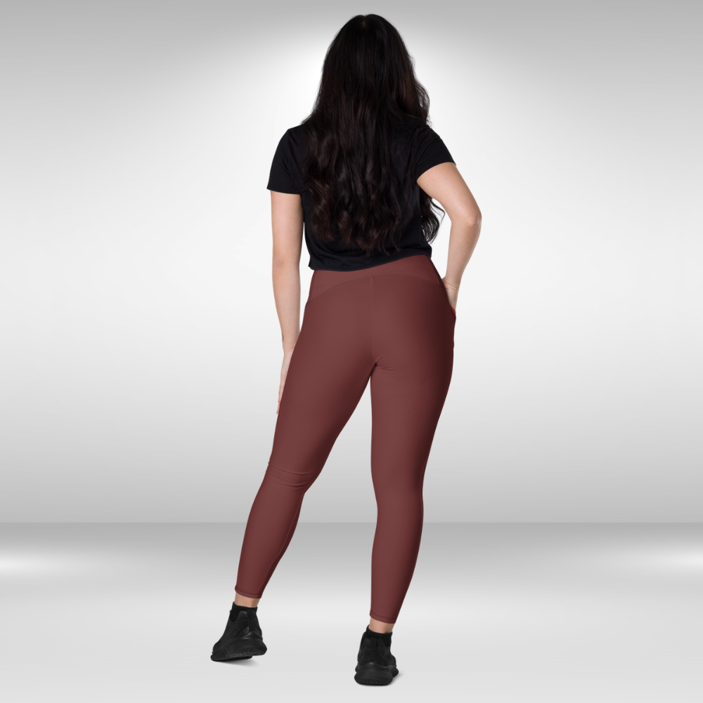 Women Legging With Pockets - Maroon - Plus Sizes Available