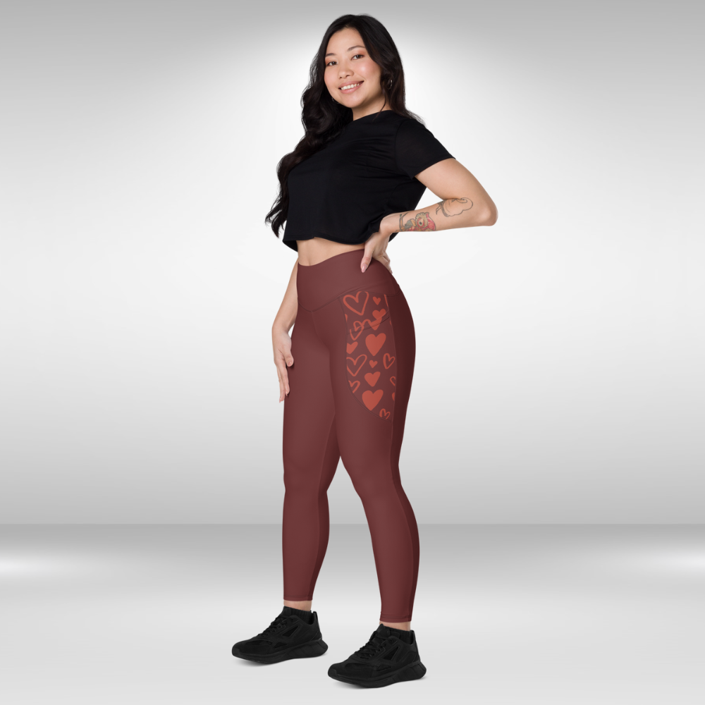 Women Legging With Pockets - Maroon - Plus Sizes Available