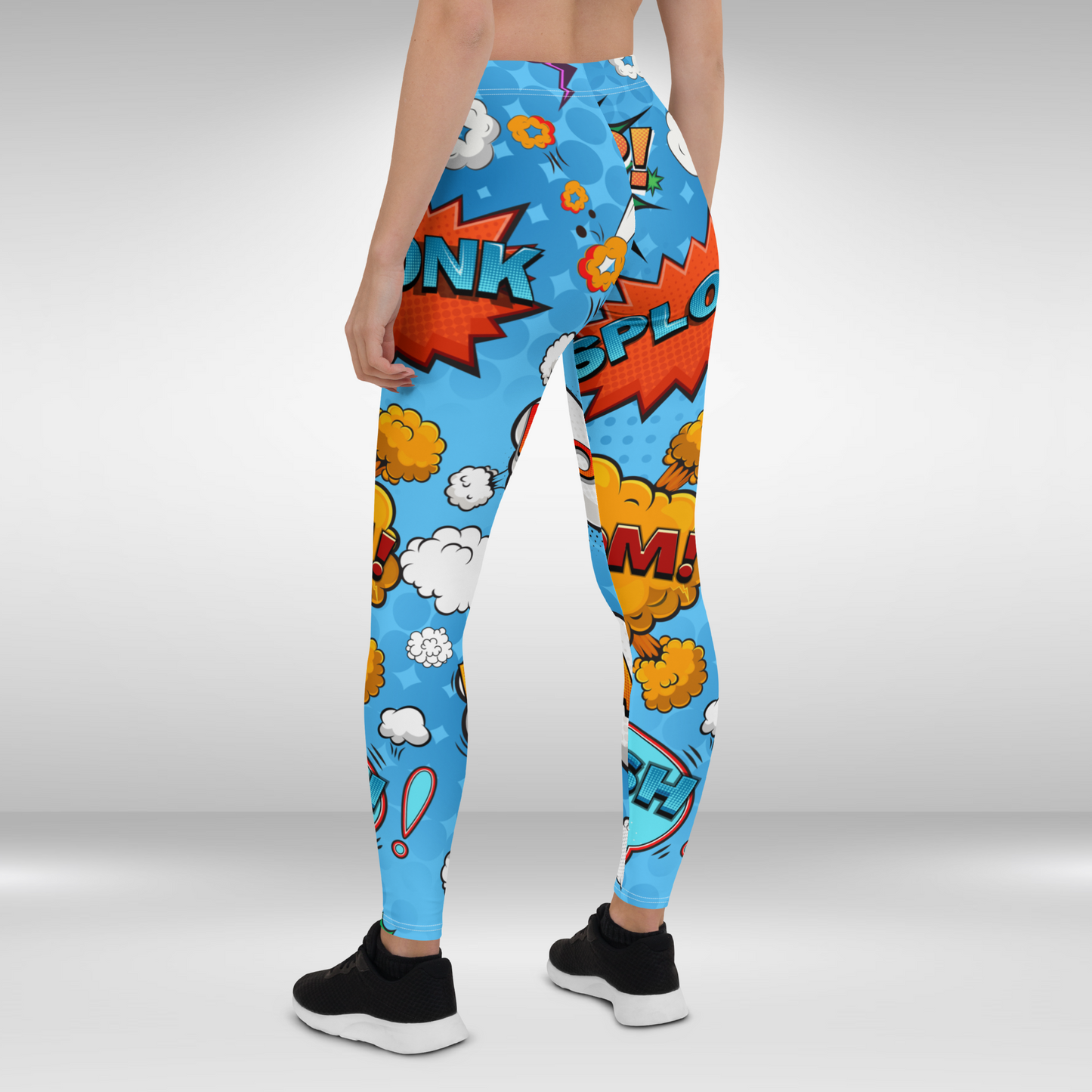 Women Gym Legging - Blue Comic Super Hero Print