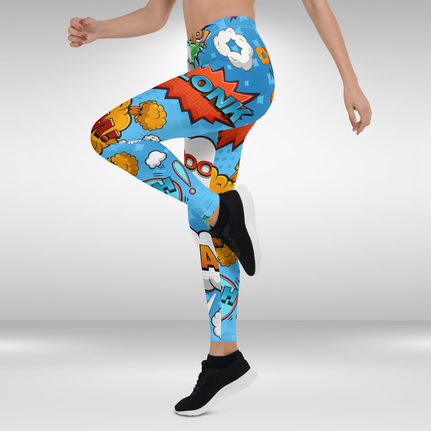 Women Gym Legging - Blue Comic Super Hero Print