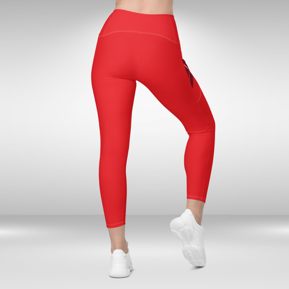 Women Legging With Pockets - Solid Red - Plus Sizes Available